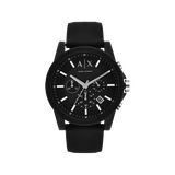 Armani Exchange Outerbanks Chronograph Black Dial Black Silicone Strap Watch For Men - AX1326 Buy Now By Armani Exchange