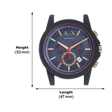 Armani Exchange Outerbanks Chronograph Blue Dial Blue Silicone Strap Watch For Men - AX1335 Buy Now By Armani Exchange