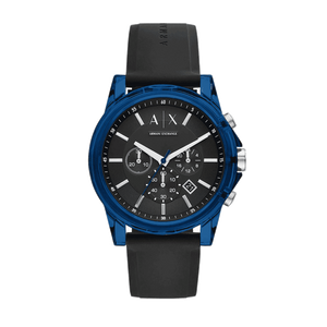 Armani Exchange Outerbanks Chronograph Black Dial Black Silicone Strap Watch For Men - AX1339 Buy Now By Armani Exchange