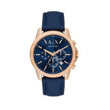 Armani Exchange Banks Chronograph Blue Dial Blue Leather Strap Watch For Men - AX1723 Buy Now By Armani Exchange