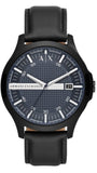 Armani Exchange Hampton Quartz Blue Dial Black Leather Strap Watch for Men - AX2411 Buy Now By Armani Exchange