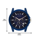 Armani Exchange Outerbanks Chronograph Blue Dial Blue Silicone Strap Watch For Men - AX1327 Buy Now By Armani Exchange