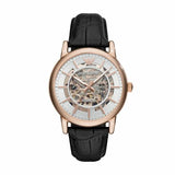 Emporio Armani Luigi Skeleton Silver Dial Black Leather Strap Watch For Men - AR60007 Buy Now By Emporio Armani