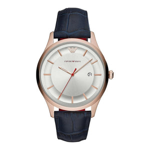 Emporio Armani Classic Silver Dial Blue Leather Strap Watch For Men - AR11131 Buy Now By Emporio Armani