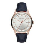 Emporio Armani Classic Silver Dial Blue Leather Strap Watch For Men - AR11131 Buy Now By Emporio Armani
