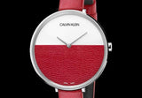 Calvin Klein Rise Yellow Red Dial Red Leather Strap Watch for Women - K7A231UP Buy Now By Calvin Klein