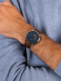 Fossil Townsman Automatic Blue Dial Brown Leather Strap Watch for Men - ME3110 Buy Now By Fossil