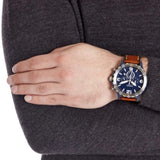 Fossil Nate Chronograph Navy Blue Dial Brown Leather Strap Watch for Men - JR1504 Buy Now By Fossil