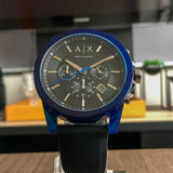 Armani Exchange Outerbanks Chronograph Black Dial Black Silicone Strap Watch For Men - AX1339 Buy Now By Armani Exchange