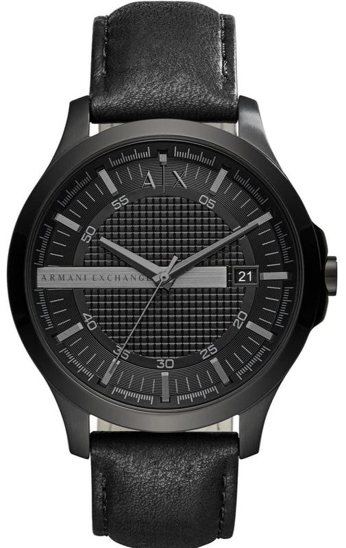 Armani Exchange Hampton Chronograph Black Dial Black Leather Strap Watch For Men - AX2400 Buy Now By Armani Exchange