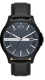 Armani Exchange Hampton Quartz Blue Dial Black Leather Strap Watch for Men - AX2411 Buy Now By Armani Exchange