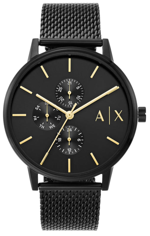 Armani Exchange Cayde Chronograph Black Dial Black Mesh Strap Watch For Men - AX2716 Buy Now By Armani Exchange