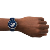 Armani Exchange Cayde Chronograph Blue Dial Blue Leather Strap Watch for Men - AX2746 Buy Now By Armani Exchange