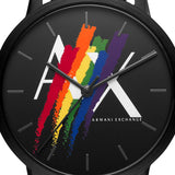Armani Exchange Cayde Analog Black Dial Black Leather Strap Watch For Men - AX7120 Buy Now By Armani Exchange