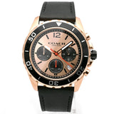 Coach Kent Chronograph Rose Gold Dial Black Leather Strap Watch for Men - 14602559 Buy Now By Coach