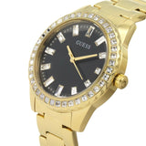 Guess Sparkler Diamonds Black Dial Gold Steel Strap Watch for Women - GW0111L2 Buy Now By Guess