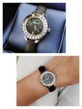 Swarovski Lovely Crystals Mother of Pearl Black Dial Black Leather Strap Watch for Women - 5242898 Buy Now By Swarovski