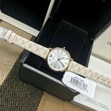 Emporio Armani Classic White Dial Beige Leather Strap Watch For Women - AR11008 Buy Now By Emporio Armani