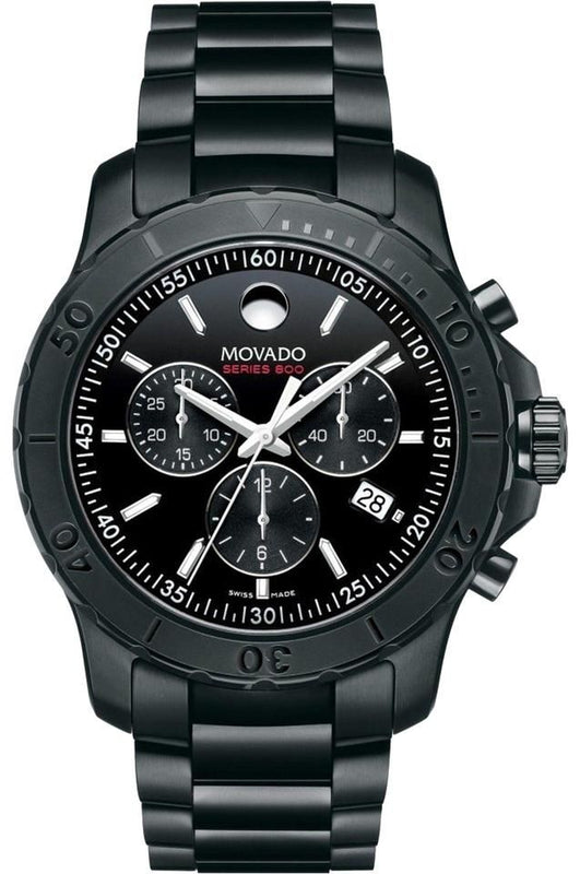 Movado Series 800 Chronograph Black Dial Black Steel Strap Watch For Men - 2600119 Buy Now By Movado