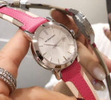 Burberry The City White Dial Haymarket Pink Leather Strap Watch for Women - BU9149 Buy Now By Burberry