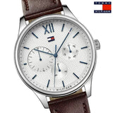 Tommy Hilfiger Oliver Quartz White Dial Brown Leather Strap Watch for Men - 1791304 Buy Now By Tommy Hilfiger