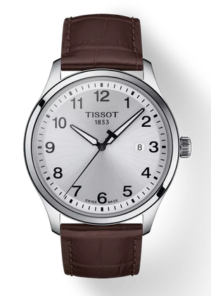 Tissot T-Sport Gent XL Silver Dial Brown Leather Strap Watch for Men - T116.410.16.037.00 Authentic Buy Shop Now