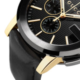 Gucci G Chrono Black Dial Black Leather Strap Watch For Men - YA101203 Buy Now By Gucci