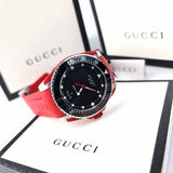 Gucci Dive Quartz Black Dial Red Rubber Strap Watch For Men - YA136309 Buy Now By Gucci