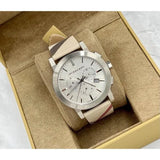 Burberry The City Nova White Dial Checked Brown Leather Strap Watch for Men - BU9357 Buy Now By Burberry