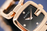 Gucci G Ladies Diamonds Black Dial Rose Gold Steel Strap Watch For Women - YA125512 Buy Now By Gucci