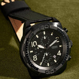 Fossil Bronson Chronograph Black Dial Black Leather Strap Watch for Men - FS5874 Buy Now By Fossil