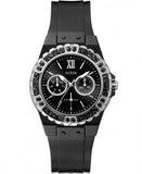 Guess Limelight Diamonds Black Dial Black Rubber Strap Watch for Women - GW0041L5 Buy Now By Guess
