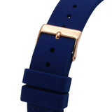 Guess Frontier DIamonds Gold Dial Blue Rubber Strap Watch For Women - W1160L3 Buy Now By Guess