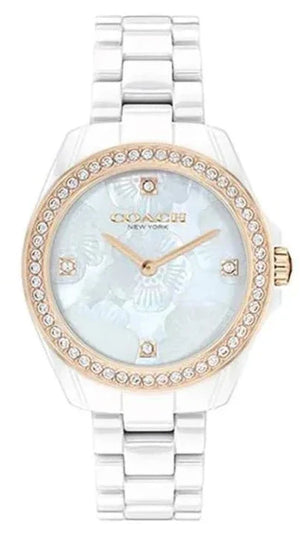 Coach Preston Mother of Pearl White Dial White Steel Strap Watch for Women - 14503662 Buy Now By Coach