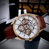 Guess Multi-Function Chronograph White Dial Brown Leather Strap Watch For Men - GW0389G8 Buy Now By Guess