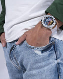 Guess Poseidon Chronograph Rainbow Dial White Silicone Strap Watch For Men - GW0425G4 Buy Now By Guess