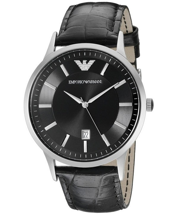 Emporio Armani Renato Black Dial Leather Strap Watch For Men - AR2411 Buy Now By Emporio Armani