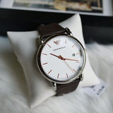 Emporio Armani Herren White Dial Brown Leather Strap Watch For Men - AR11103 Buy Now By Emporio Armani