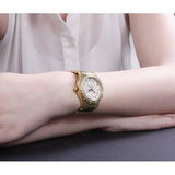 Guess Siren Diamonds Silver Dial Gold Steel Strap Watch for Women - W0442L2 Buy Now By Guess