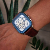 Fossil Inscription Automatic Skeleton Blue Dial Brown Leather Strap Watch for Men - BQ2571 Buy Now By Fossil