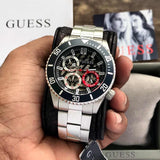 Guess Axle Multifunction Black Dial Silver Steel Strap Watch For Men - GW0488G1 Buy Now By Guess