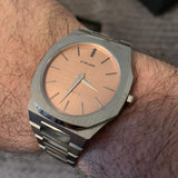 D1 Milano Ultra Thin Salmon Pink Dial Silver Steel Strap Watch for Men - D1-UTBJ26 Authentic Buy Shop Now
