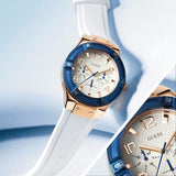 Guess Jet Setter White Dial White Rubber Strap Watch for Women - W0564L1 Buy Now By Guess