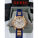 Guess Interpid White & Rose Gold Dial Blue Silicone Strap Watch For Women - W0325L8 Buy Now By Guess