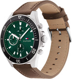 Tommy Hilfiger Larson Chronograph Green Dial Brown Leather Strap Watch For Men - 1791983 Buy Now By Tommy Hilfiger