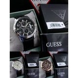 Guess Exec Chronograph Quartz Black Dial Black Leather Strap Watch for Men - W0076G1 Buy Now By Guess