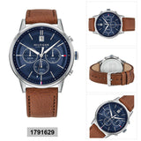 Tommy Hilfiger Kyle Multifunction Blue Dial Brown Leather Strap Watch for Men - 1791629 Buy Now By Tommy Hilfiger