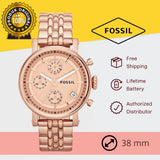 Fossil Boyfriend Chronograph Rose Gold Dial Rose Gold Steel Strap Watch for Women - ES3380 Buy Now By Fossil