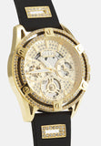 Guess Queen Quartz Gold Dial Black Silicone Strap Watch For Women - GW0536L3 Buy Now By Guess