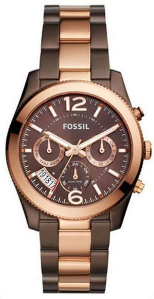 Fossil Perfect Boyfriend Multifunction Brown Dial Two Tone Steel Strap Watch for Women - ES4284 Buy Now By Fossil